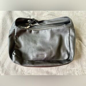 Calvin Klein Shiny Black Leather Shoulder Bag